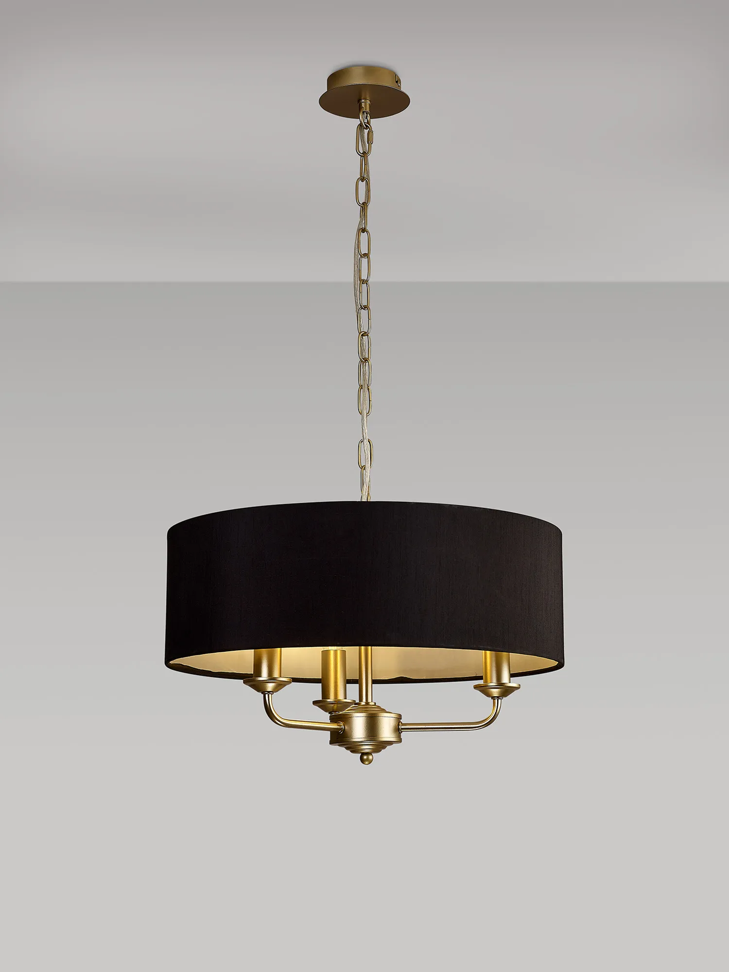 Banyan 45cm 3 Light Pendant Champagne Gold; Black DK0947  Deco Banyan CG BL